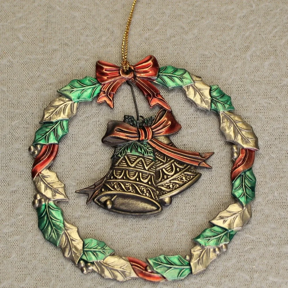 Vtg Russ the Heirloom Collection Christmas‎ Wreath Ornament Bells Bow Holiday